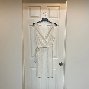 NWT Plenty Tracy Reese Diana Sleeveless Faux-wrap White Paisley Lace Dress Sz 12
